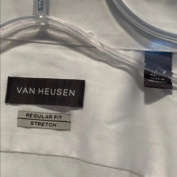 Van Heusen White Dress Shirt Regular Fit Flex Collar Solid Collar XL Size 17 New - Picture 4 of 8